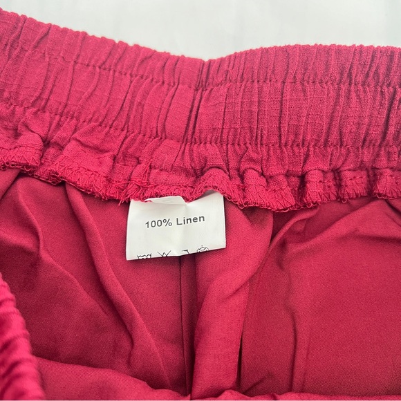 Women’s Drawstring Linen Summer Burgundy with 2 Pockets Shorts size S - Picture 8 of 8